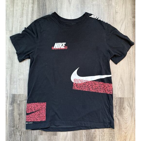 The Nike Tee Black Dri-Fit Men's Medium JUST DO IT. Logo And Graphics - Picture 1 of 10